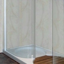 beige marble wall panels in a shower cubicle